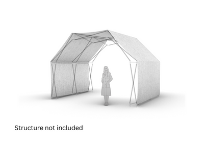 Representación 3D de Konligo del revestimiento de membrana blanca Arko470 para estructura modular para eventos, estructura no incluida, ahora disponible en MTN SHOP US.