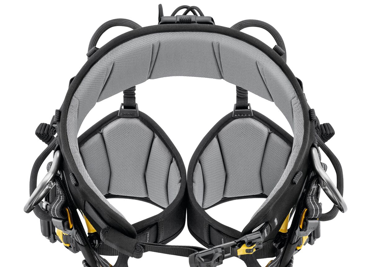 Petzl SEQUOIA PLUS harness, top view showing 3D foam padding on waistbelt and leg loops - imagen 6