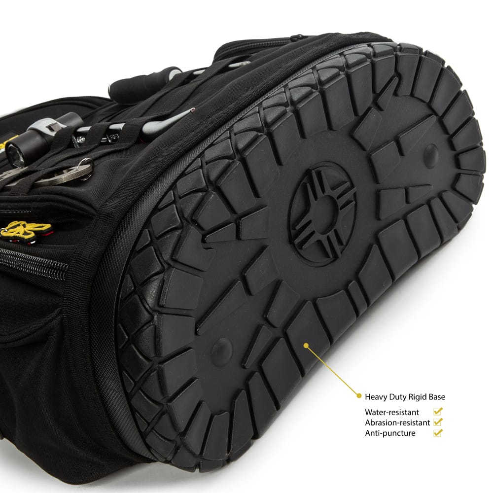 Mochila para técnicos de Dirty Rigger: la bolsa para equipos Dirty Rigger tiene 12 litros de espacio para herramientas, tabletas y más. Esta bolsa de herramientas acolchada con correa para el hombro es ideal para aparejadores, uso en construcción y más. – Ahora disponible en MTN Shop US. - imagen 5