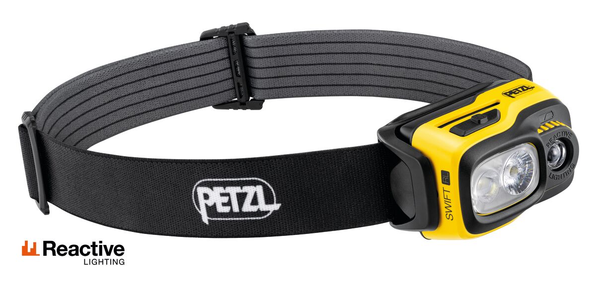 Linterna frontal Petzl recargable Swift ® RL, iluminación reactiva, 1100 lúmenes, E810AB00: linterna frontal compacta, potente, liviana y recargable con tecnología de iluminación reactiva®. 1100 lúmenes. Para el taller, pequeños trabajos de mantenimiento o conciertos. – Ahora disponible en MTN Shop US. - imagen 2
