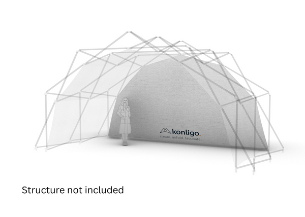 Konligo Fastival white inner backdrop attached to event structure 3D illustration, structure not included, now available on MTN SHOP US.