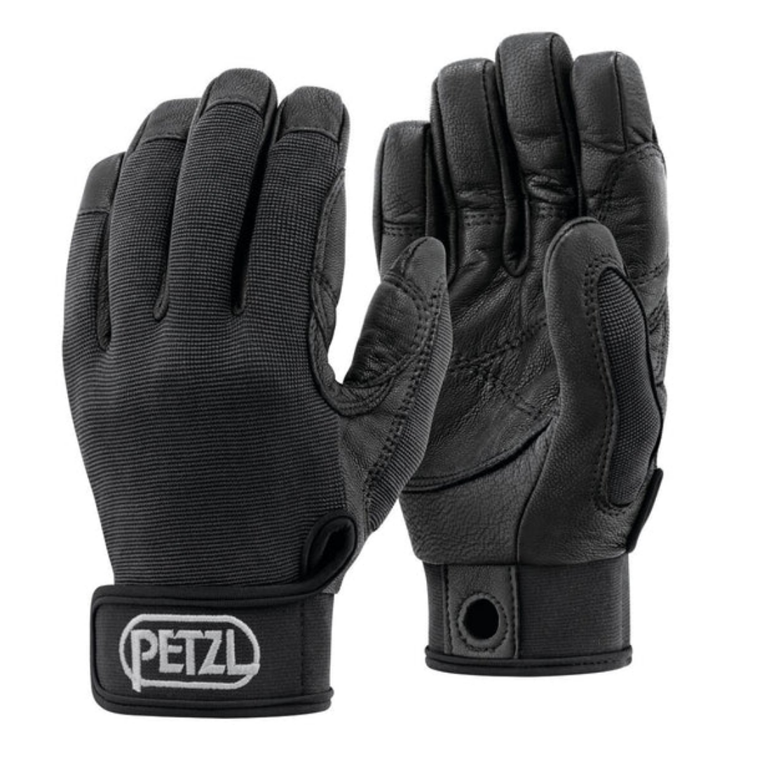 Petzl CORDEX belay gloves in black, back and leather palm view - imagen 2