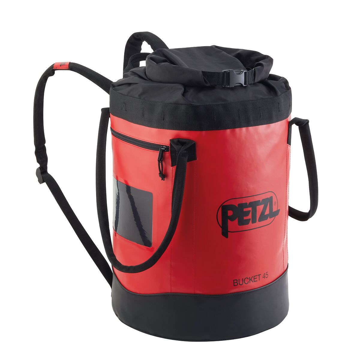 Red Petzl Bucket 45L gear bag