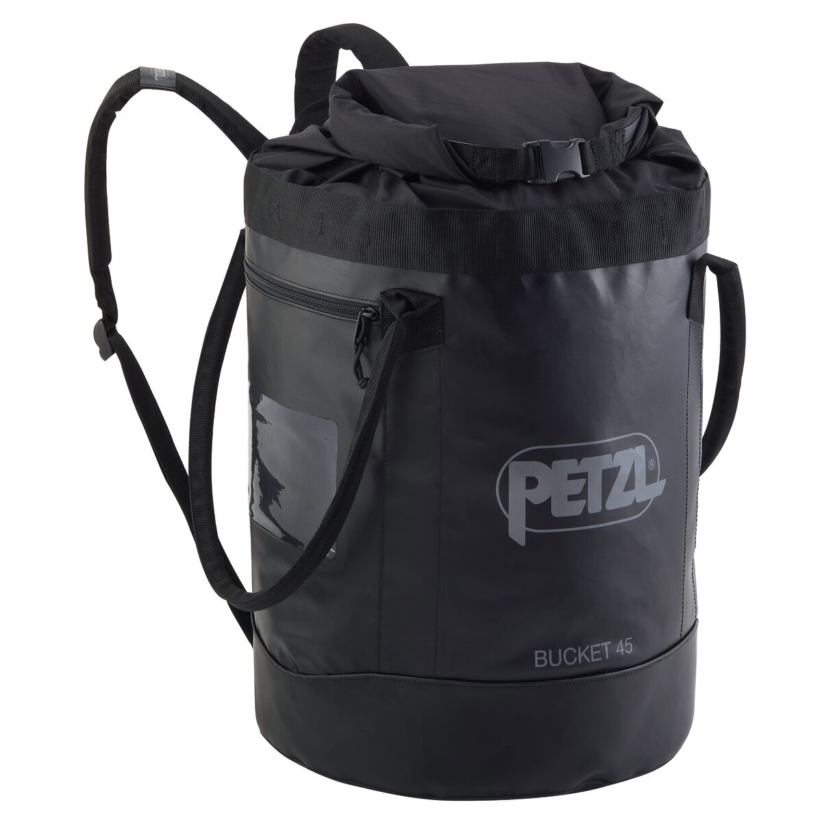 Black Petzl Bucket 45L gear bag