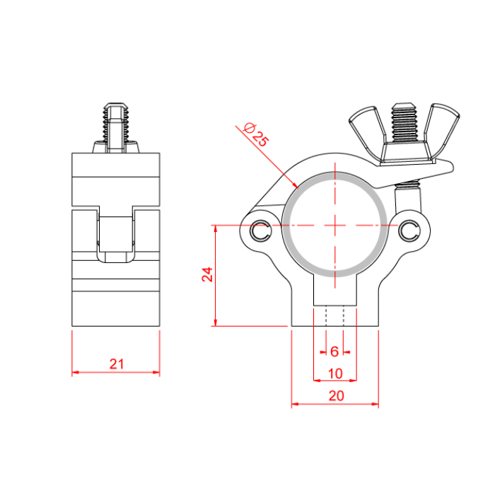 Medio acoplador Doughty de 25 mm - Abrazaderas Atom - imagen 3