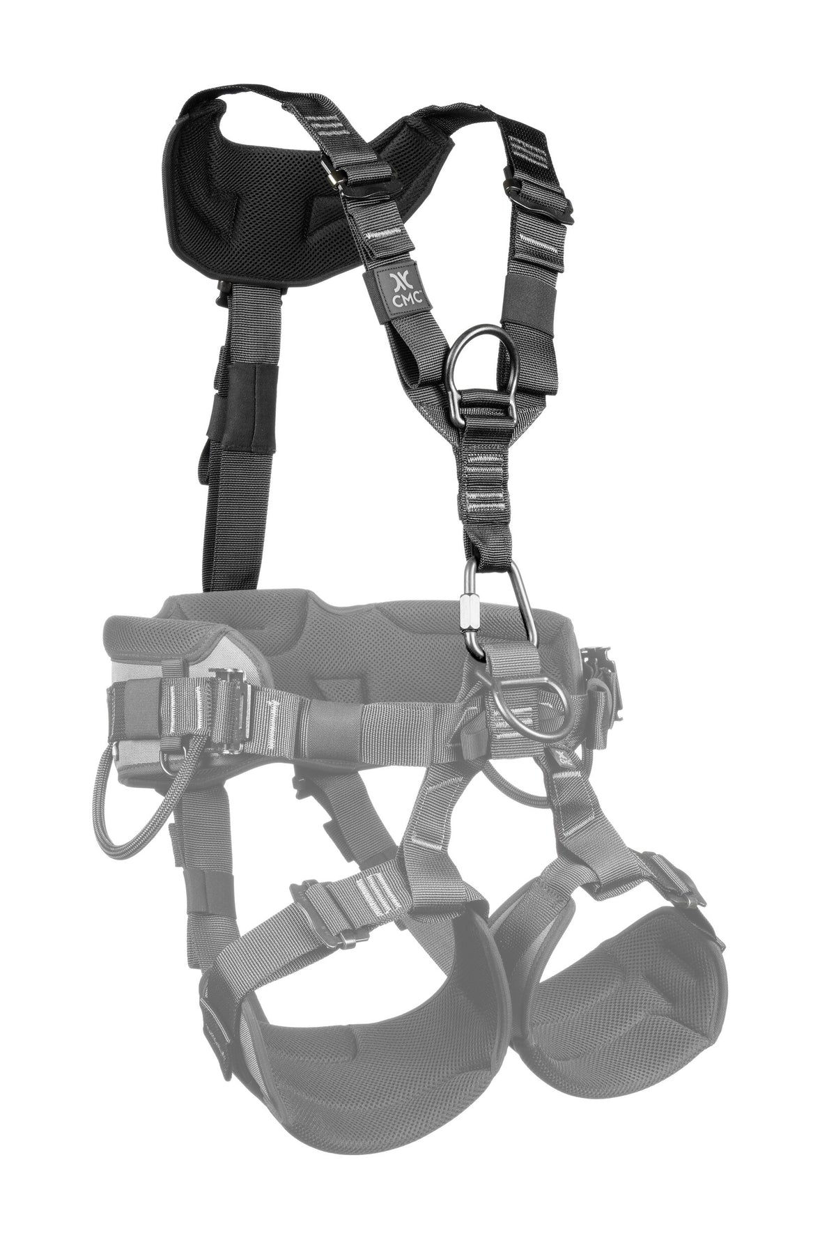 CMC ATOM Chest Harness, chest harness that converts a sit harness to full body, close-up detail - imagen 6