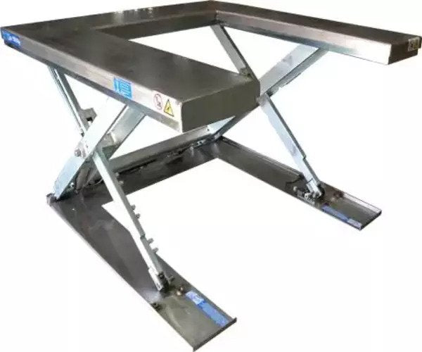 Mesa elevadora en U de acero inoxidable