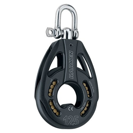 Harken 125mm Black Magic Single Pulley - Swivel– Harken 125mm Black Magic Single Pulley - Swivel: Black Magic Air pulleys excel in managing high dynamic and static loads, particularly in situations with friction challenges, thanks to their impressive strength-to-weight ratios and free-rolling, high-load roller bearings. The pulley shackle provides dual-direction locking or swiveling to prevent rope twisting. – Now available at MTN Shop US.