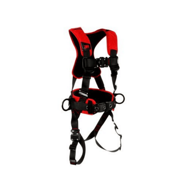 3M™ Protecta® Comfort Construction Style Positioning Harness - Side View with Quick Connect Chest and Leg Connections and Body Belt/Hip Pad with Side D-rings