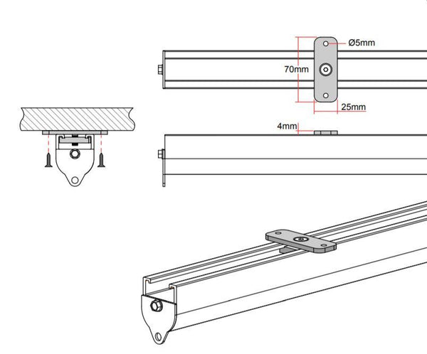 Doughty Rail - Ceiling Bracket Spec