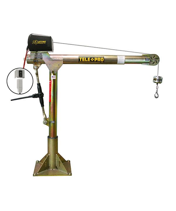 Grúa pescante Tele-Pro de OZ Lifting: la grúa pescante Tele-Pro de OZ Lifting cuenta con un ajuste de brazo telescópico patentado que puede extenderse y retraerse mientras está bajo carga. El brazo telescópico se puede ajustar utilizando la manija del cabrestante o un adaptador de taladro. La grúa se suministra con un cabrestante manual, un cabrestante de CA o un cabrestante de CC y está disponible con capacidades de elevación de 500 lb, 1200 lb o 2500 lb. – Ahora disponible en MTN Shop US. - imagen 2