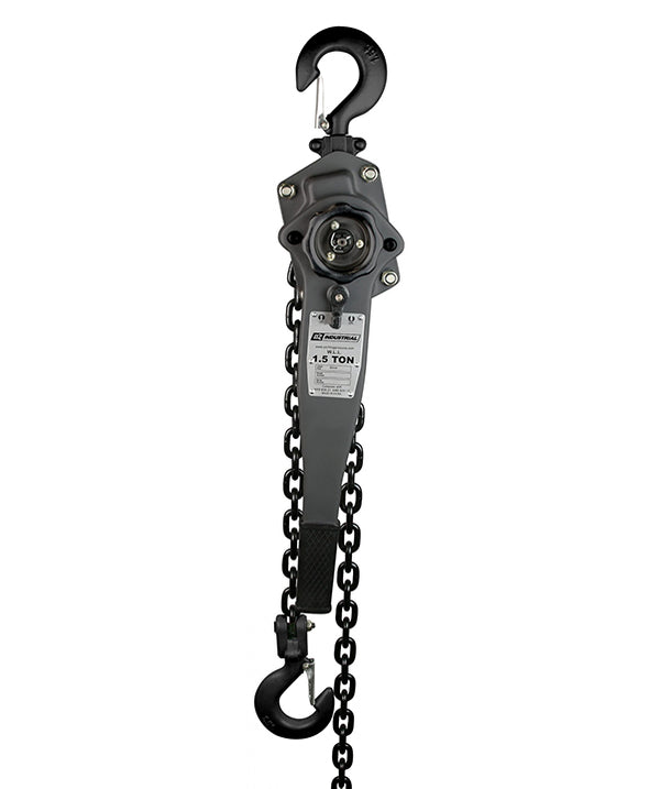 OZ Lifting Industrial Lever Hoist– The Oz Lifting industrial lever hoist is an all steel constructed, lever operated hoist with lifting capacities of 0.75 ton, 1.5 ton and 3 ton, and an aluminum construction 0.25 ton model. The hoist uses a 100% load tested grade 80 alloy chain and features fully enclosed gearing for protection against contaminants and debris. The hoist has load sheave bearings and a long lasting powder coated finish. The steel handle has a rubber grip for easy control and grip. The hoist a