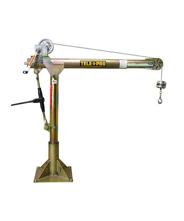 Grúa pescante Tele-Pro de OZ Lifting: la grúa pescante Tele-Pro de OZ Lifting cuenta con un ajuste de brazo telescópico patentado que puede extenderse y retraerse mientras está bajo carga. El brazo telescópico se puede ajustar utilizando la manija del cabrestante o un adaptador de taladro. La grúa se suministra con un cabrestante manual, un cabrestante de CA o un cabrestante de CC y está disponible con capacidades de elevación de 500 lb, 1200 lb o 2500 lb. – Ahora disponible en MTN Shop US. - imagen 5