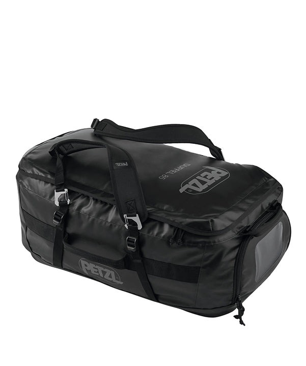 Petzl Duffel 85 Large Capacity Gear Bag – The Petzl Duffel 85 is a versatile, comfortable and practical gear bag with a large 85 liter capacity. The bag can be carried in multiple ways; the padded back shoulder straps make it a comfortable backpack and the removeable shoulder straps are also padded for cushioning when used as a shoulder bag. The Duffel 85 has a large suitcase style opening for easy access to equipment. The bag features a large pocket for a helmet or shoes and two pockets in the inner flap f - imagen 6