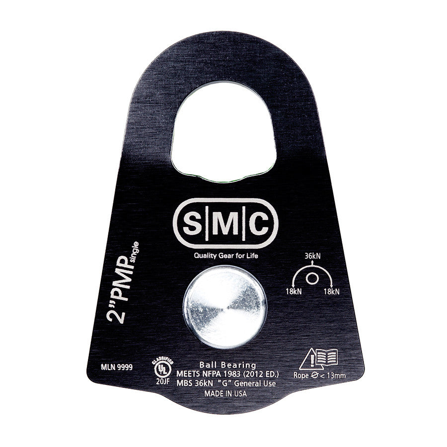 PMI SMC 2” Single Prusik Minding Pulley – NFPA– SMC’s 2” Single Prusik Minding Pulley is NFPA compliant and the perfect mid-sized PMP for rigging with 11mm - 13mm rope. Ideal when there is no room for a 3" PMP. – Now available at MTN Shop US.