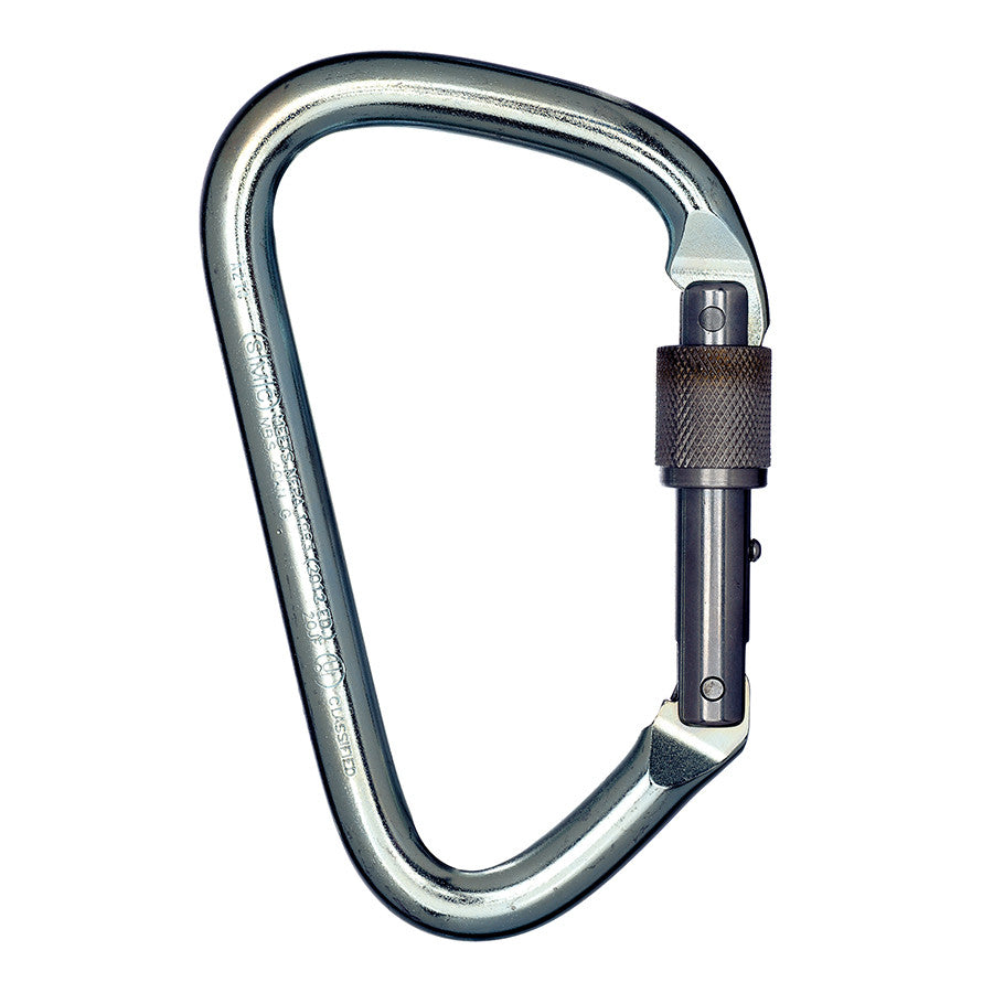 Mosquetón PMI SMC Steel Lock D extra grande – NFPA– El mosquetón SMC XL Steel Lock D tiene una forma de “D” desplazada para colocarlo fácilmente sobre un peldaño de escalera estándar de 1,25". Ideal para rescate con clip extra ancho. Cumple con NFPA: ahora disponible en MTN Shop EE. UU. - imagen 2