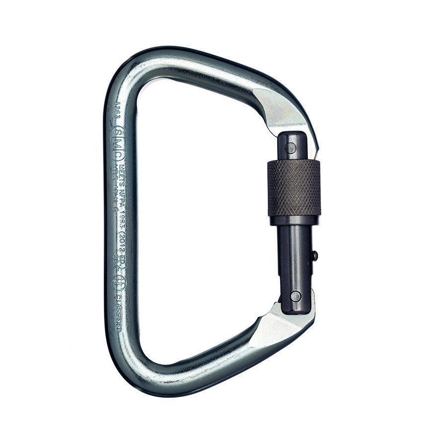 Mosquetón de acero D grande con bloqueo PMI SMC – NFPA– El mosquetón de acero D grande con bloqueo SMC – NFPA es ideal para que lo utilicen profesionales de bomberos y rescate. Acabado recubierto de zinc ideal para uso táctico. Opción de acero inoxidable disponible: ahora disponible en MTN Shop US. - imagen 2
