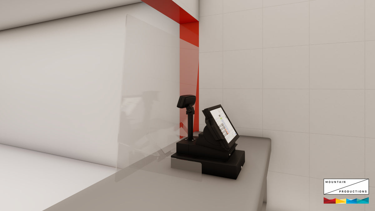 MTN Plexiglass Protective Screen 2'-2" (W) x 3' (H)– This is a transparent anti-bacterial screen with stands to place on a counter or desk, limiting the risks of airborne germs between colleagues whilst still enabling them visibility. – Now available at MTN Shop US. - imagen 2