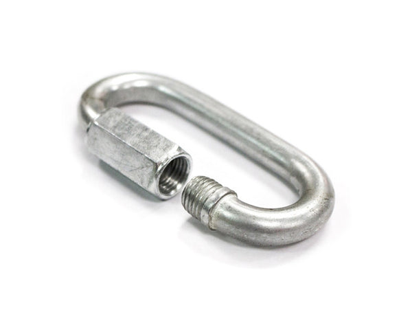 Enlace rápido de 5/16" de Mountain Productions: compre enlaces rápidos de 5/16" galvanizados, límite de carga de trabajo de 1,760 lbs. No apto para levantamiento por encima de la cabeza. Úselo con bolsas de cadena redonda de Mountain Productions y otras aplicaciones: ahora disponible en MTN Shop US.