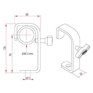 Dimensiones de la abrazadera de gancho Doughty - Tienda MTN - imagen 3