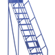 Vestil LAD-12-14-G Escalera de almacén con ruedas de acero 58 grados 12 puntales de agarre 23-9/16 pulgadas. Ancho del escalón 350 lb. Capacidad Azul