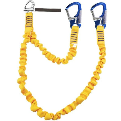 KONG Elastic Tether Double two-arm elastic safety tether with dual double-action aluminium carabiners and stainless steel snap shackle, yellow