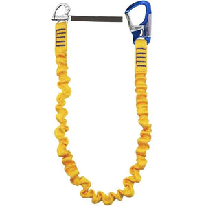 KONG Elastic Tether Single elastic safety tether with double-action aluminium carabiner and stainless steel snap shackle, yellow