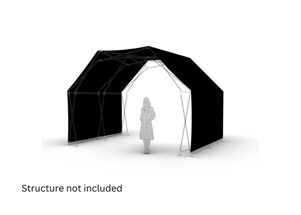 Konligo 3D rendering of Arko470 black outside membrane with human scale reference, now available on MTN SHOP US.