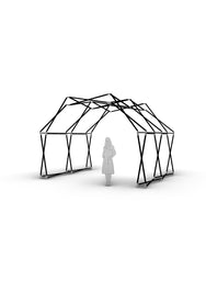 Konligo 3D visualization of Arko470 event structure with human scale reference, now available on MTN SHOP US.