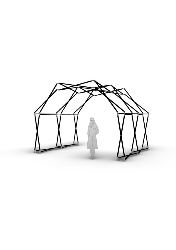 Konligo 3D visualization of Arko470 event structure with human scale reference, now available on MTN SHOP US.