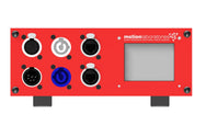 Motion Labs CT-007 data cable tester with red front panel, XLR and PowerCon connectors, EtherCon network ports, and touchscreen display. - imagen 6