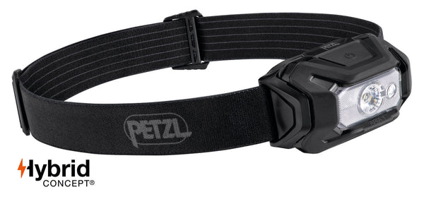 Compact Petzl Aria 1 RGB headlamp with multi-color lighting.
