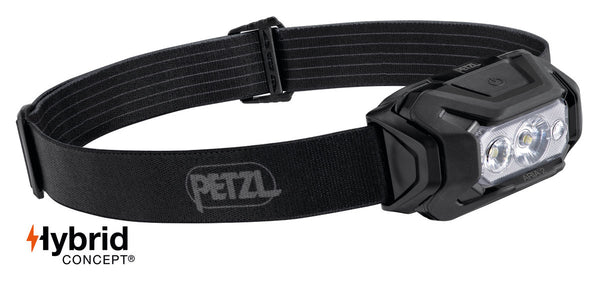 Compact Petzl Aria 2 RGB headlamp with multiple lighting modes.