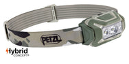 Linterna frontal Petzl ARIA® 2 RGB, compacta, recargable y duradera, que ofrece 450 lúmenes con iluminación roja, verde y azul para visión nocturna y sigilo. Ideal para profesionales de mantenimiento y comerciantes.