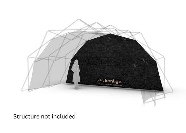 Konligo Fastival black inner backdrop attached to event structure 3D illustration, structure not included, now available on MTN SHOP US.