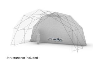 Konligo Fastival white outside backdrop attached to event structure 3D illustration, structure not included, now available on MTN SHOP US.