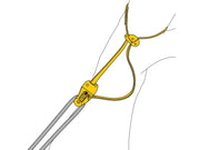 Yellow and black Petzl Eject adjustable friction saver (Model: G001AA00)