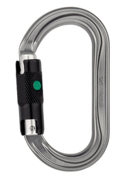 Petzl OK aluminum oval carabiner with BALL-LOCK system, designed for optimal loading of wide cross-section devices.