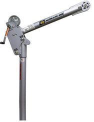 OZ Lifting Alumi-Lite aluminum OZA1000DAV davit crane featuring a manual hand crank winch and cable system, side view on a white background. - imagen 7