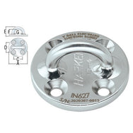 Ojal estándar redondo de acero inoxidable de 57 mm de Harken: Ojo estándar redondo de acero inoxidable de 57 mm de Harken: este punto de anclaje de acero inoxidable IN627 17-4PH ofrece una instalación segura y permanente en estructuras para fijar dispositivos de anclaje y equipos de protección personal, lo que garantiza un trabajo seguro en alturas. Proporciona un amplio espacio para el movimiento del accesorio, acomodando los mosquetones con facilidad. – Ahora disponible en MTN Shop US.