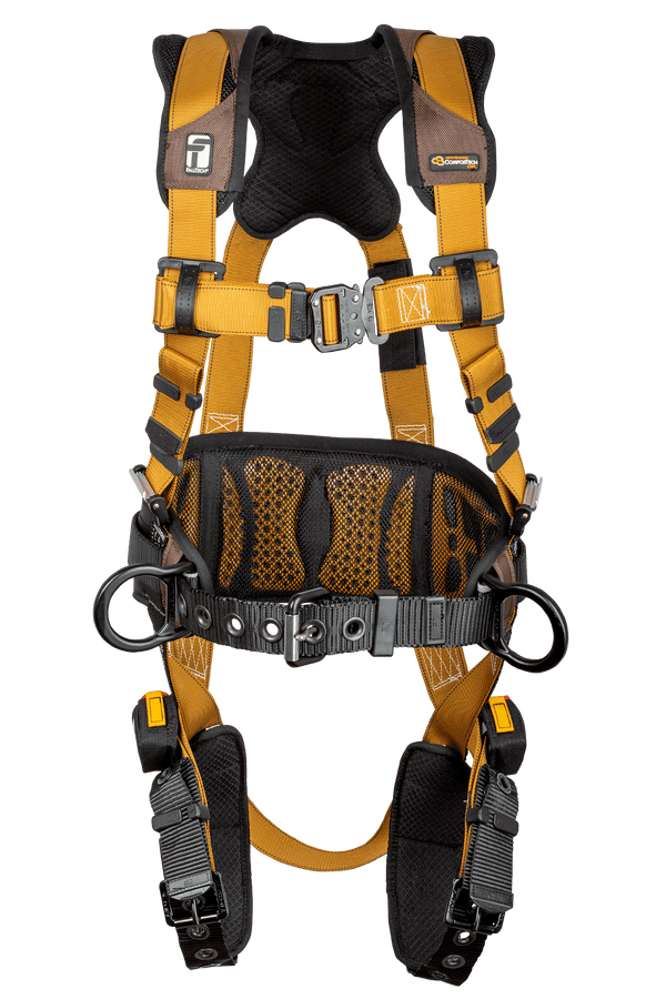 Construction Belted Full Body Harness, Tongue Buckle Leg Adjustment