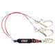Línea de vida con absorción de energía de cable de borde de ataque de 6', doble pata con conectores giratorios y anillo en D SRL