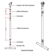 Dimensiones de extensión del brazo abatible modular Doughty - 10''/20''/40''/79'' - MTN Shop - imagen 3
