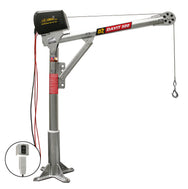 Grúas pescante de acero OZ Lifting: la grúa pescante de acero de OZ Lifting tiene una rotación de 360 ​​grados y está disponible con capacidades de elevación de 500 lb, 1000 lb y 2500 lb. La grúa pescante galvanizada tiene 4 ajustes de altura diferentes para mayor flexibilidad de uso. La grúa viene de serie con un cabrestante manual que incluye un adaptador para taladro eléctrico. También hay opciones de cabrestante eléctrico de CA y CC. – Ahora disponible en MTN Shop US. - imagen 4