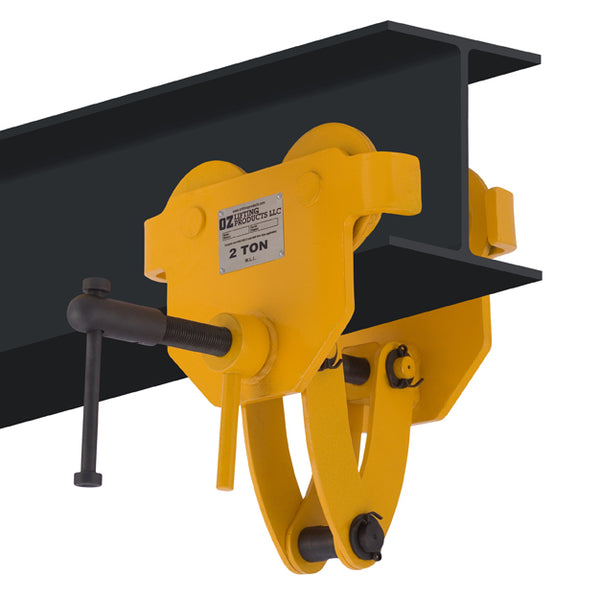 OZ Lifting Quick Adjust Trolley– The OZ Lifting quick adjust trolley is designed for super quick attachment to most I, S, and W beams. The trolley features a safety handle lock for added protection and is available in lifting capacities ranging from 0.5 tons to 10 tons. The trolley is designed for use with manual or powered hoists. – Now available at MTN Shop US.
