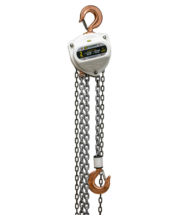 OZ Lifting Spark Resistant Chain Hoist– The Oz Lifting spark resistant chain hoist is designed for safe use in potentially explosive atmospheres. When working in explosive zones there are extremely strict guidelines and requirements for the equipment you use. These ceiling chain hoists are available in lifting capacities of 0.5 ton, 1 ton, 2 ton, 3 ton, 5 ton and 10 ton. The hoist has fully enclosed gearing to keep contaminants and debris away and ensure smooth and lasting operations. The hooks and safety l