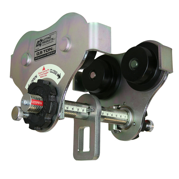 OZ Lifting USA Push Beam Trolley– The Oz Lifting USA push beam trolley is a solid yet lightweight trolley that can easily attach to most I, S and W-beams. The trolley is available with weight capacities of 0.5 ton, 1 ton, 2 ton ad 3 ton and flange widths of 8", 12" and 16". The trolley is engineered for use with manual or powered hoists and has a zinc plated finish made in the USA. – Now available at MTN Shop US.