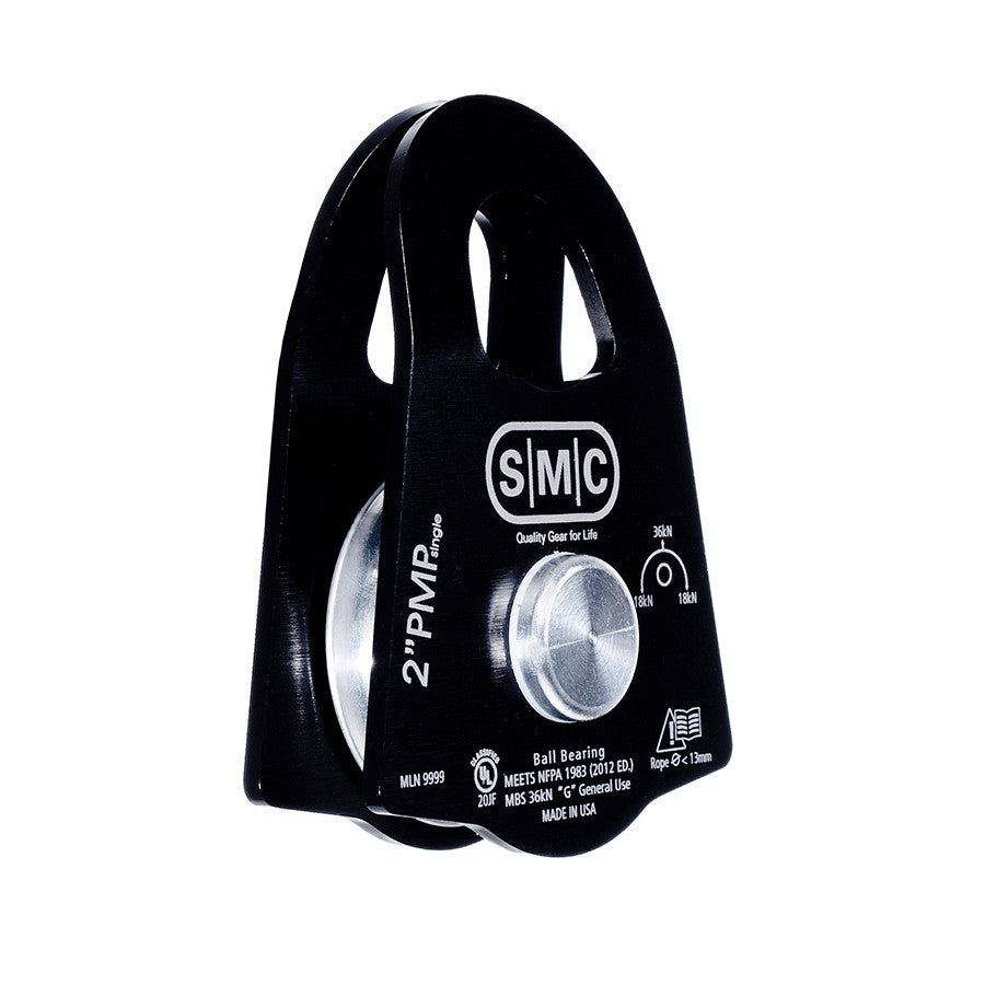 PMI SMC 2” Single Prusik Minding Pulley – NFPA– SMC’s 2” Single Prusik Minding Pulley is NFPA compliant and the perfect mid-sized PMP for rigging with 11mm - 13mm rope. Ideal when there is no room for a 3" PMP. – Now available at MTN Shop US.