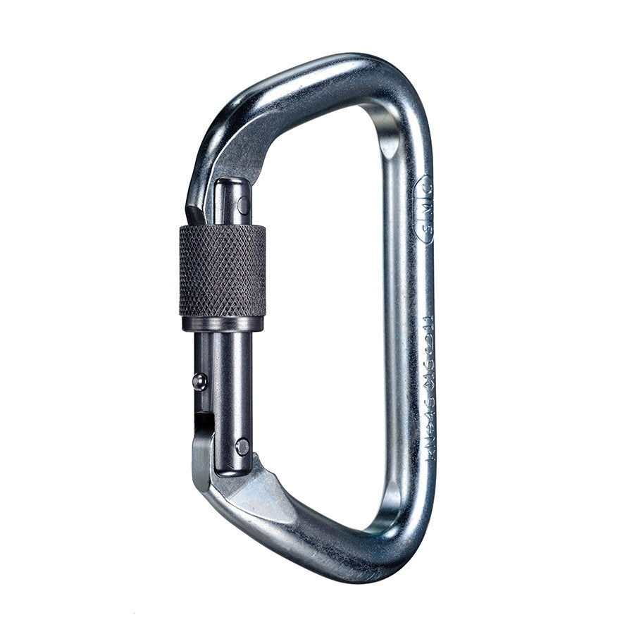 Mosquetón de acero D grande con bloqueo PMI SMC – NFPA– El mosquetón de acero D grande con bloqueo SMC – NFPA es ideal para que lo utilicen profesionales de bomberos y rescate. Acabado recubierto de zinc ideal para uso táctico. Opción de acero inoxidable disponible: ahora disponible en MTN Shop US. - imagen 3