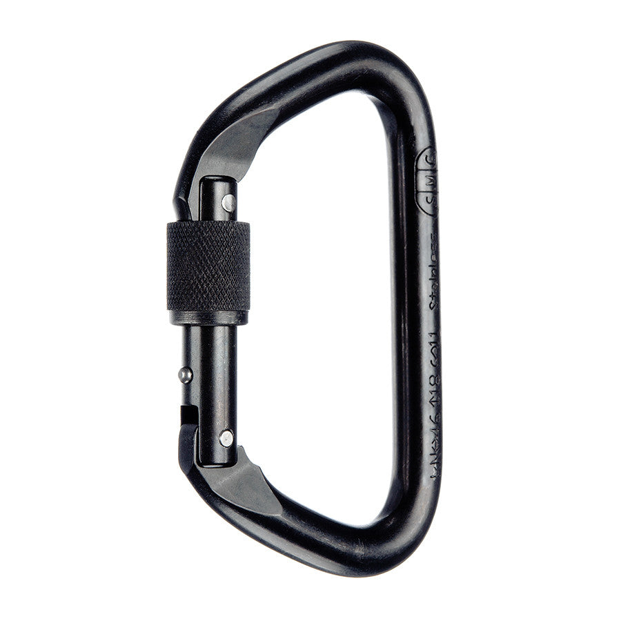 Mosquetón de acero inoxidable con bloqueo grande D PMI SMC: los mosquetones de acero inoxidable con bloqueo grande D de SMC son ideales para profesionales de rescate. Se adapta fácilmente a los rieles de la caja de arena; Acabado en acero inoxidable o revestimiento negro: ahora disponible en MTN Shop US. - imagen 6